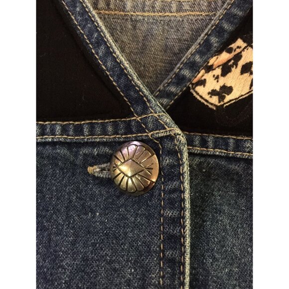 Stonebridge Denim Vest Womens XL Purse Print Western Button Front Used - Picture 14 of 16